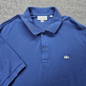 Lacoste Polo Shirt Mens 3XL Blue Regular Fit Pique Cotton Short Sleeve